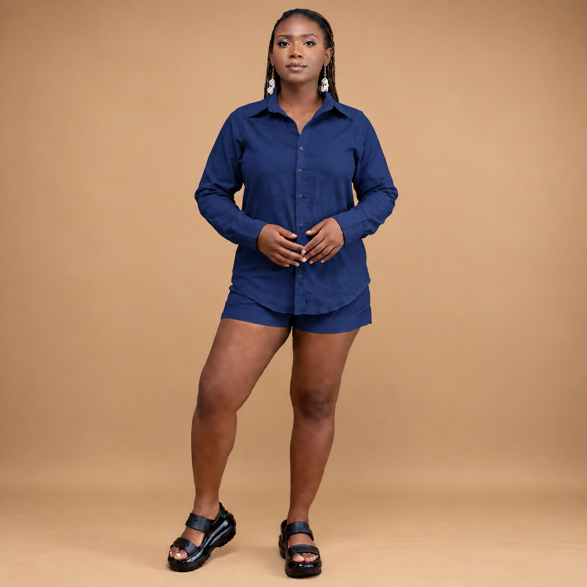 Linen long sleeve shirt with shorts