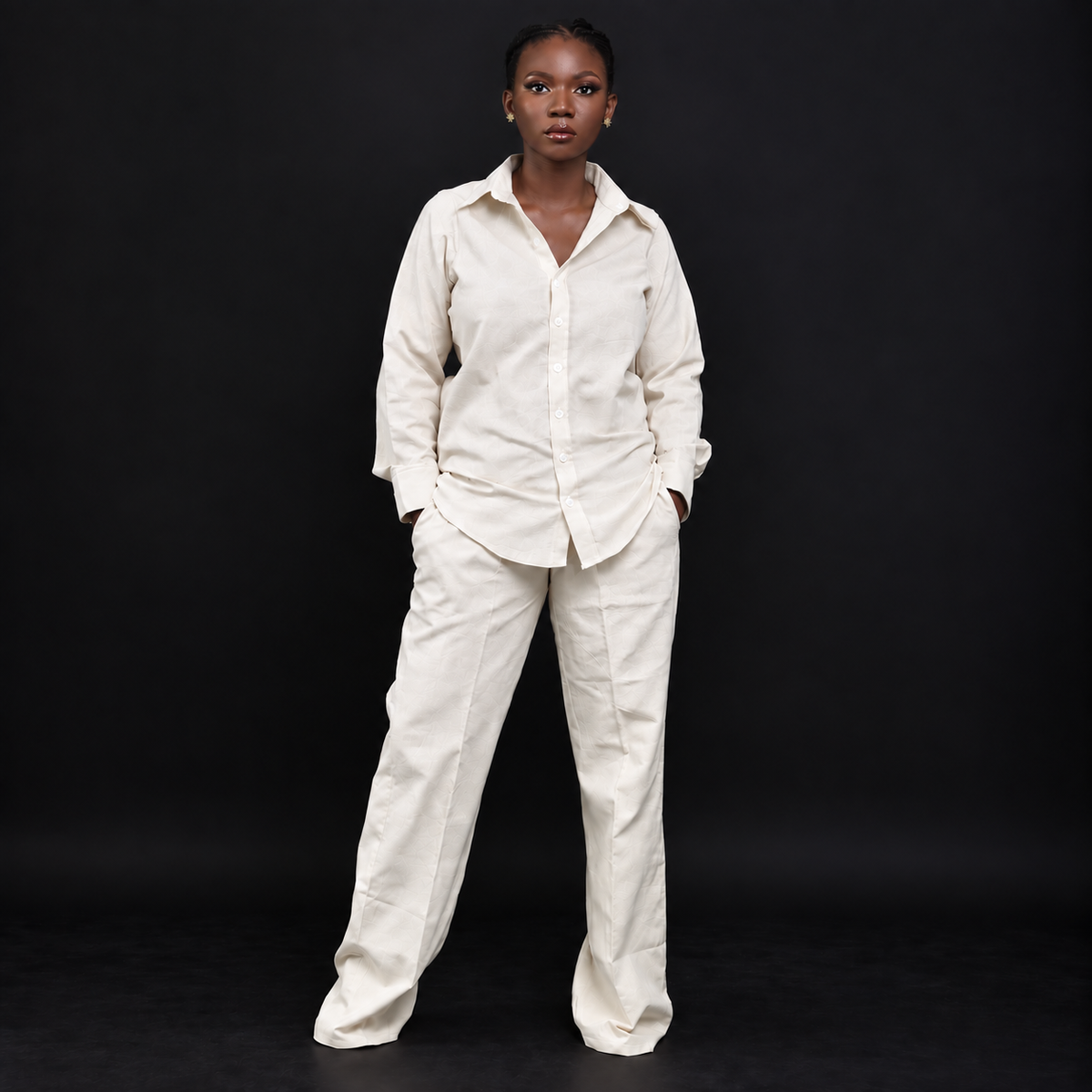 Linen long sleeve shirt with trouser