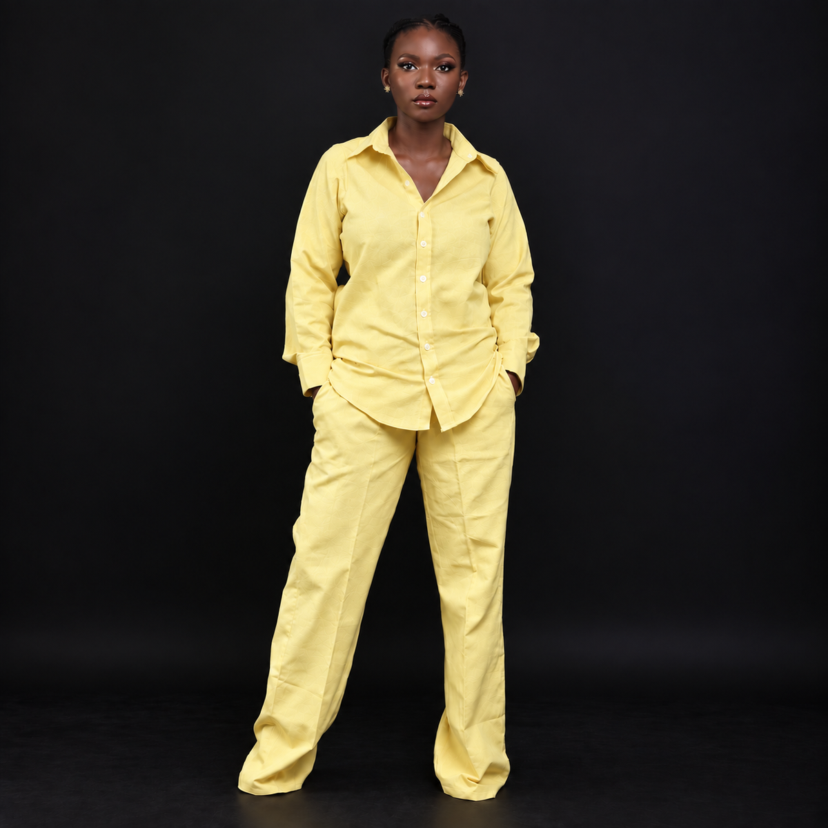 Linen long sleeve shirt with trouser
