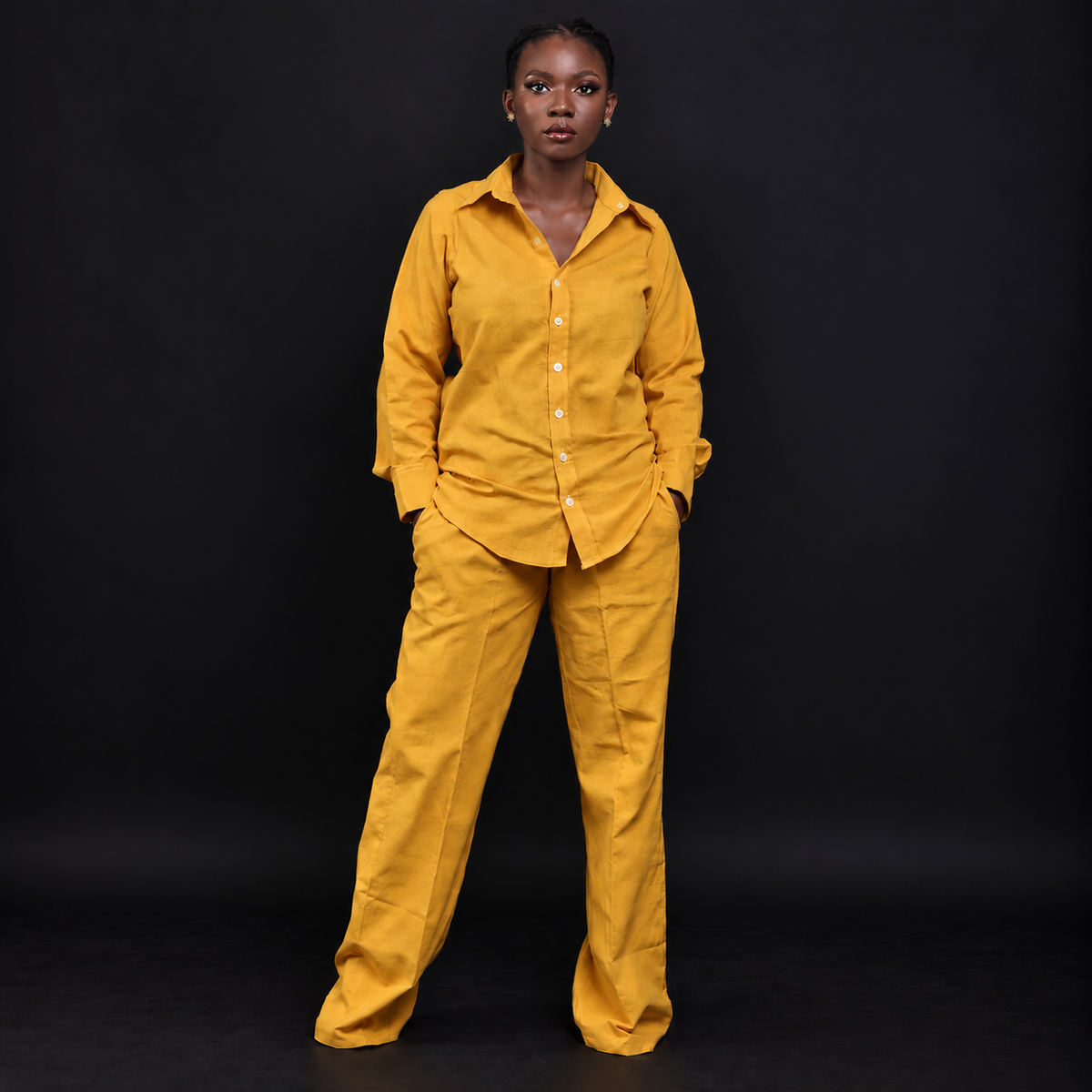 Linen long sleeve shirt with trouser