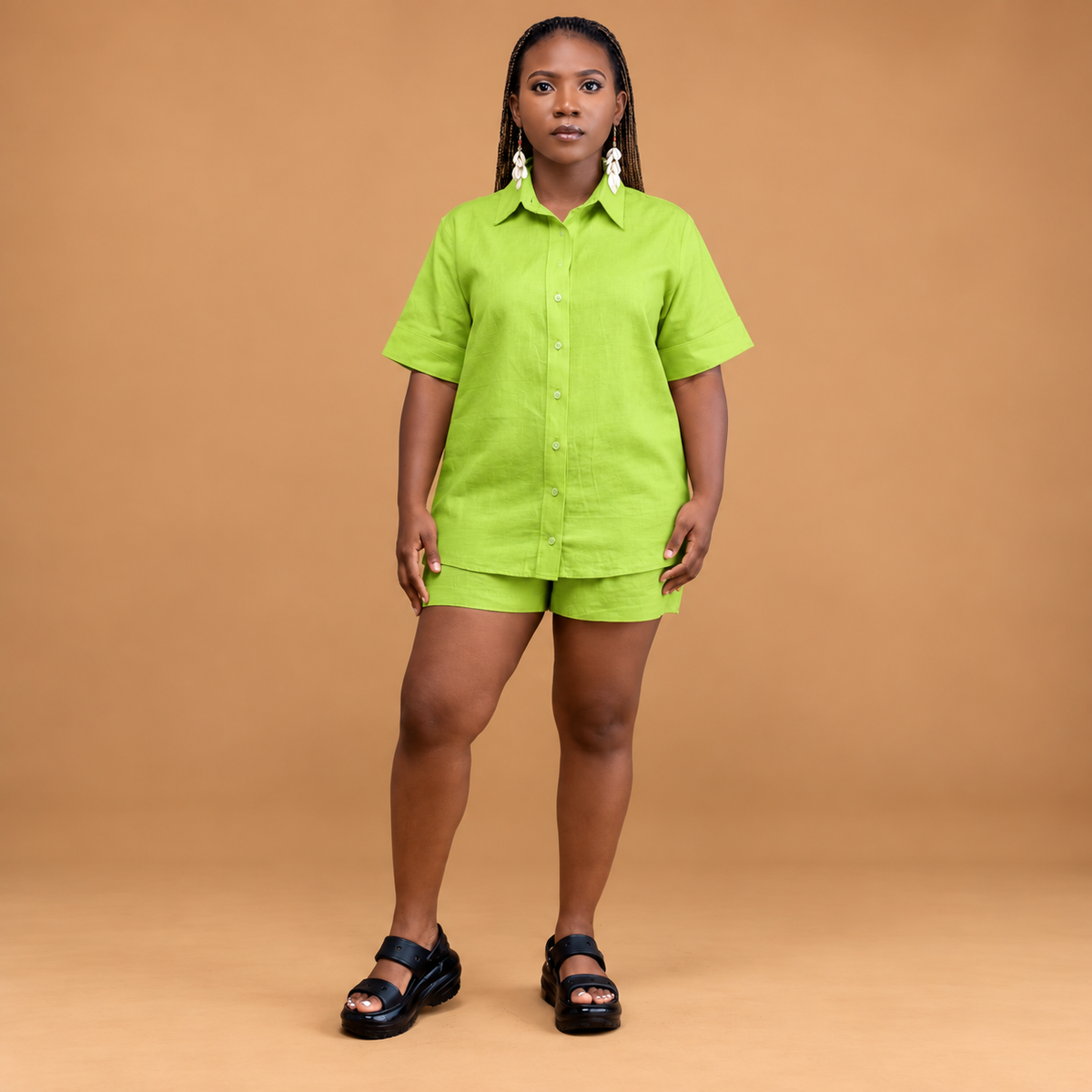 Linen short sleeve shirt with shorts