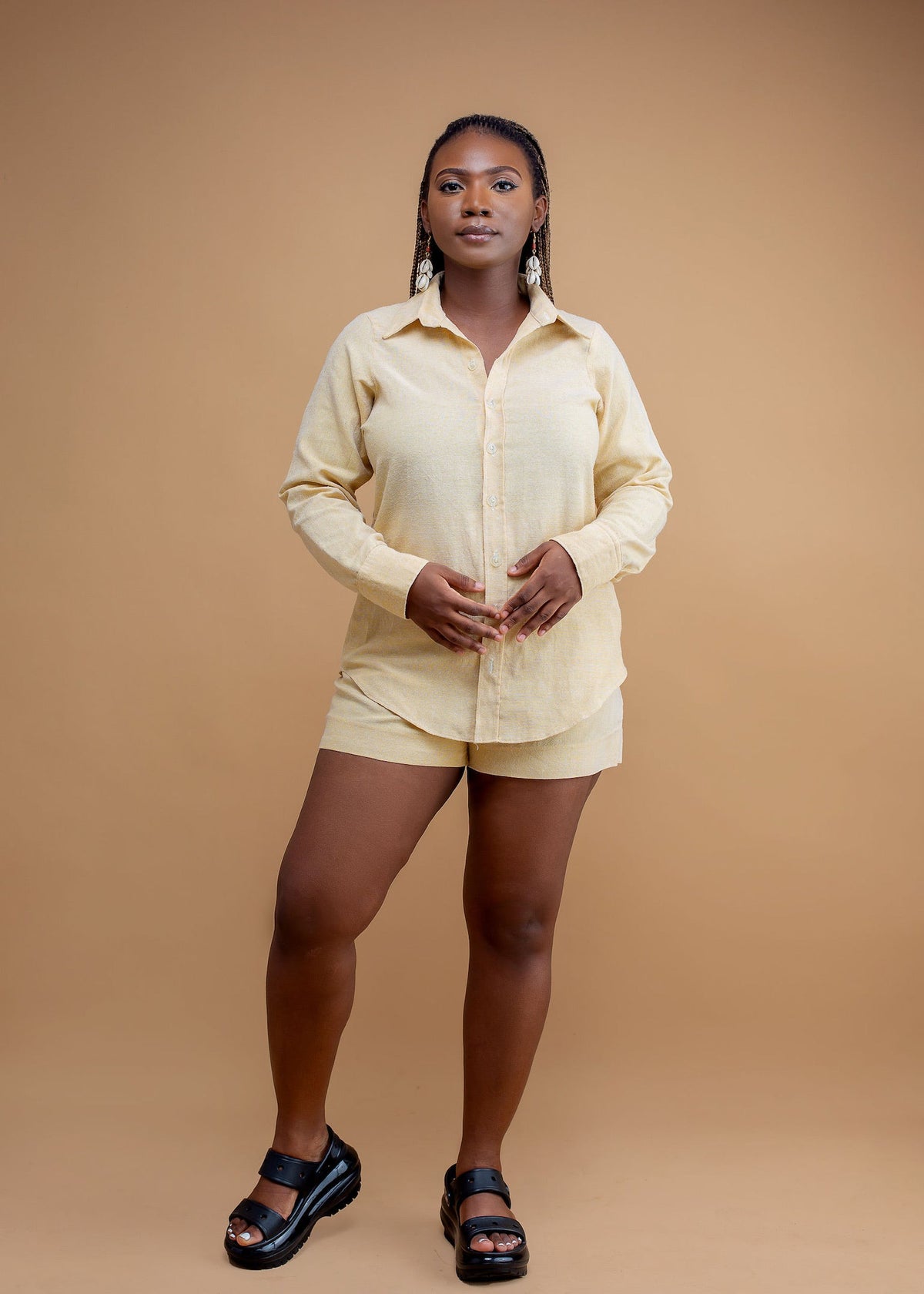 Linen long sleeve shirt with shorts