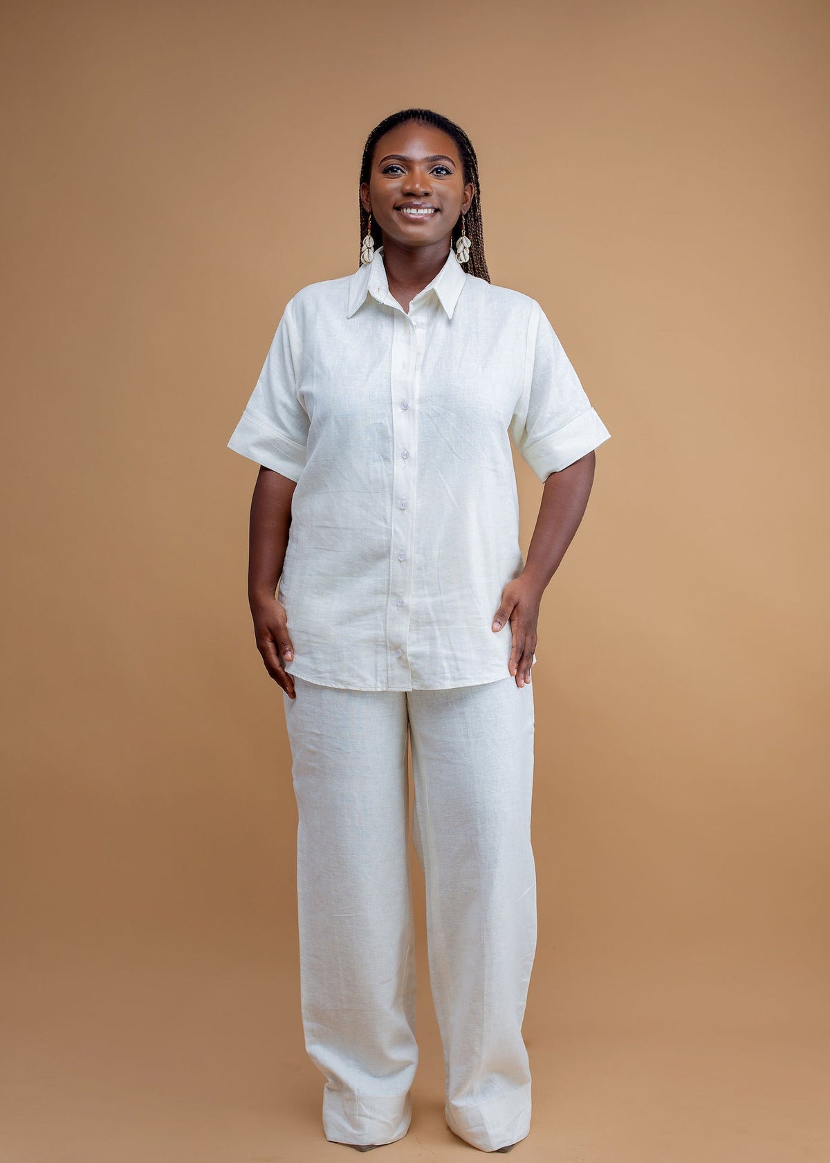 Linen short sleeve shirt with trouser