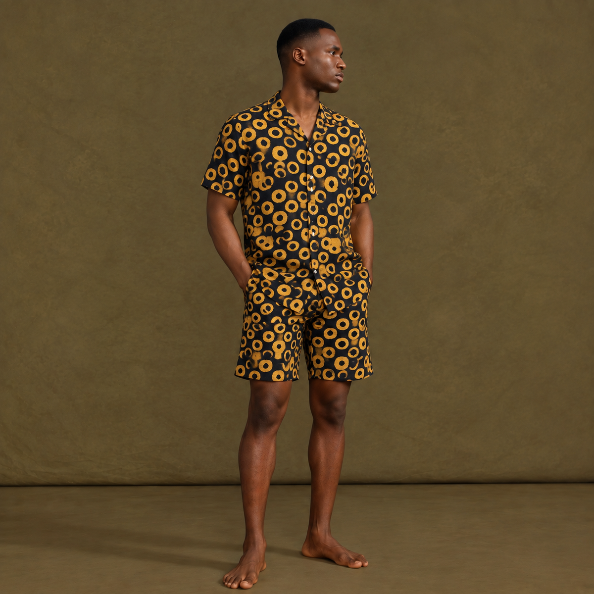 Men's Ankara Mix and Match Short Sleeve Shorts Set