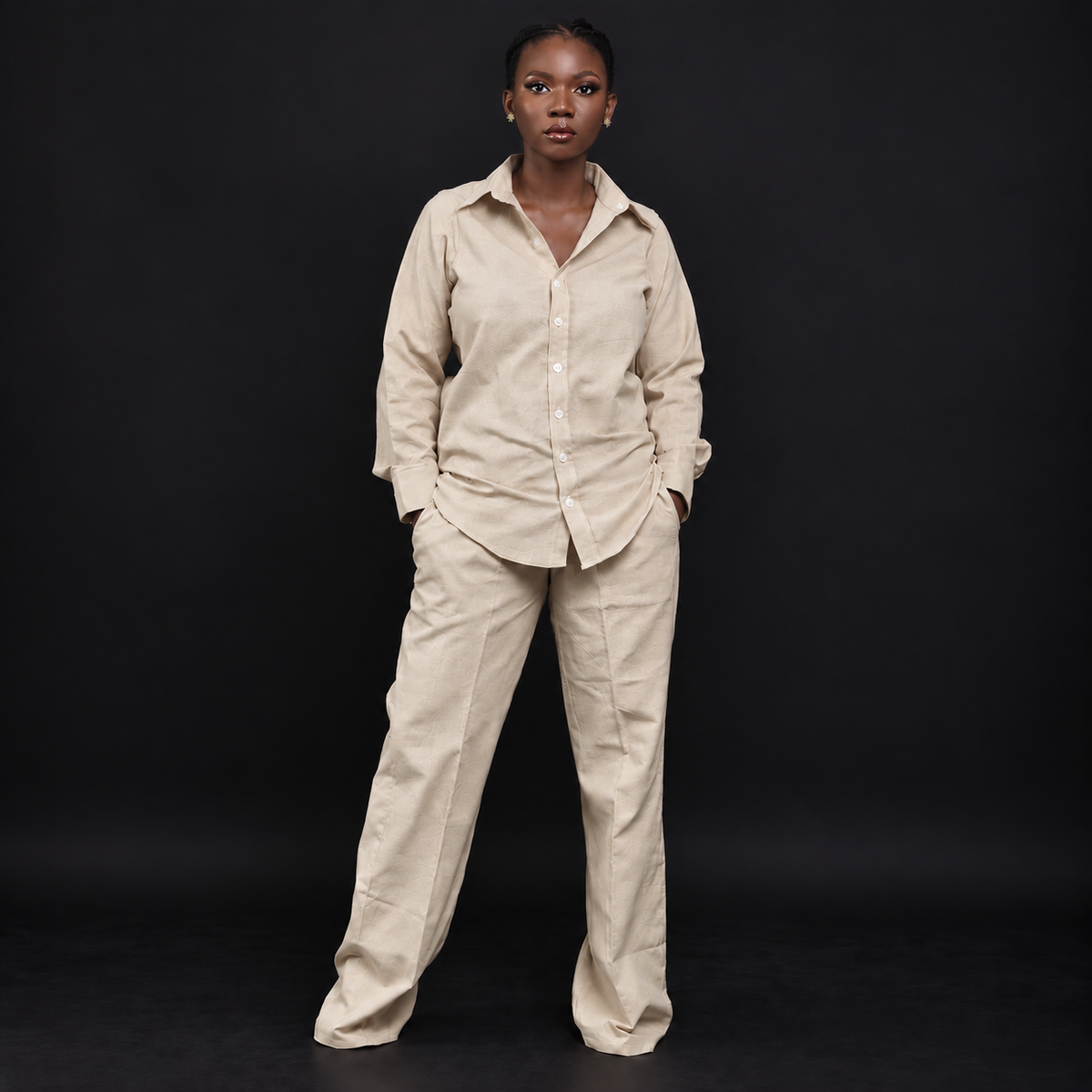 Linen long sleeve shirt with trouser