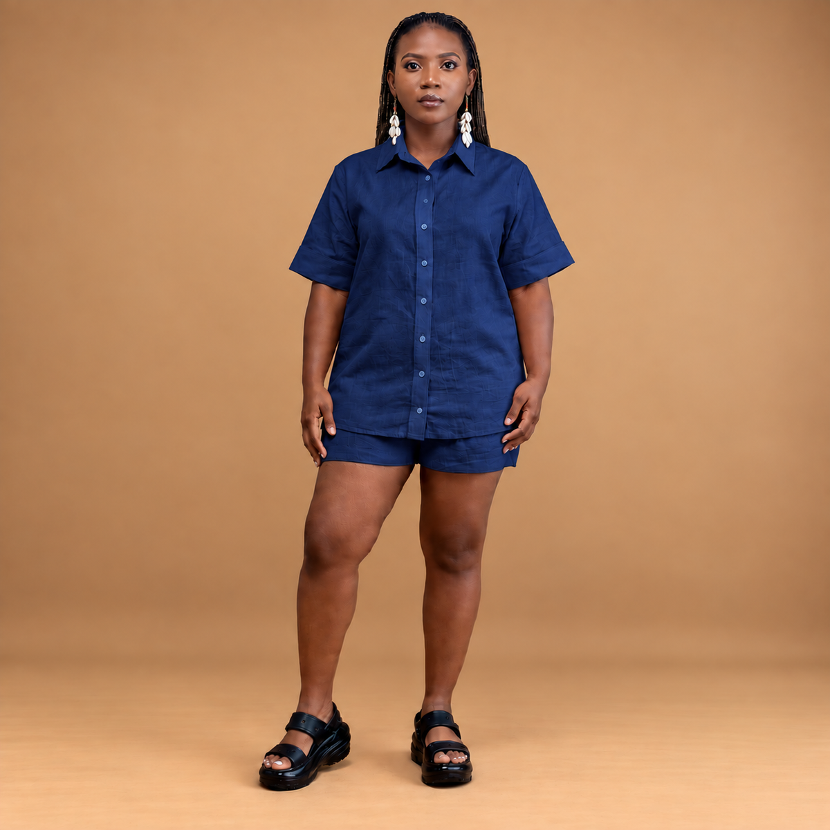 Linen short sleeve shirt with shorts