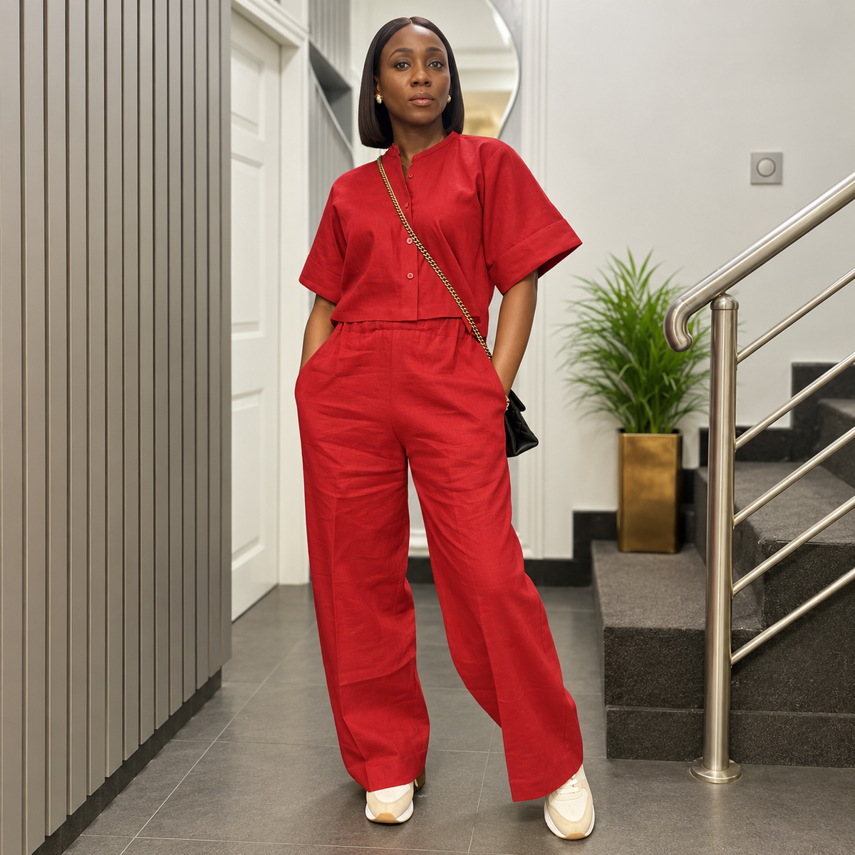 Tostos Long Linen Trouser Set