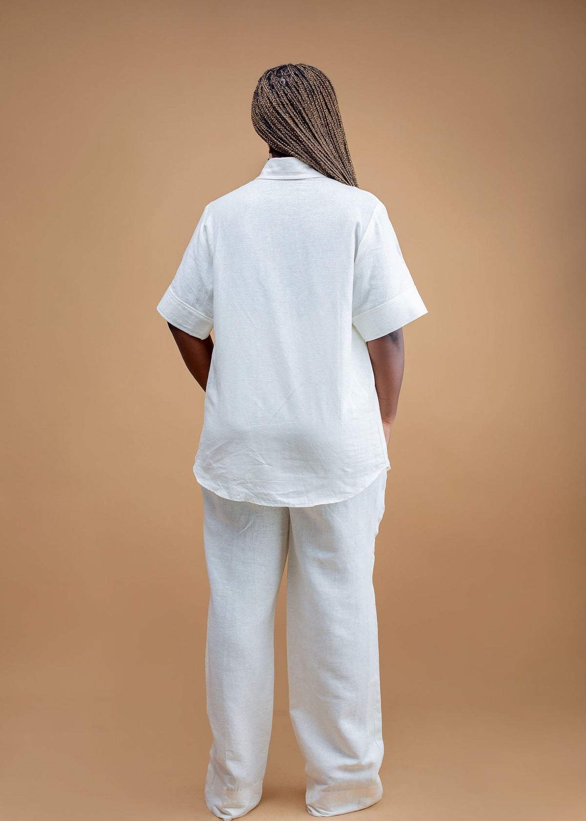 Linen short sleeve shirt with trouser
